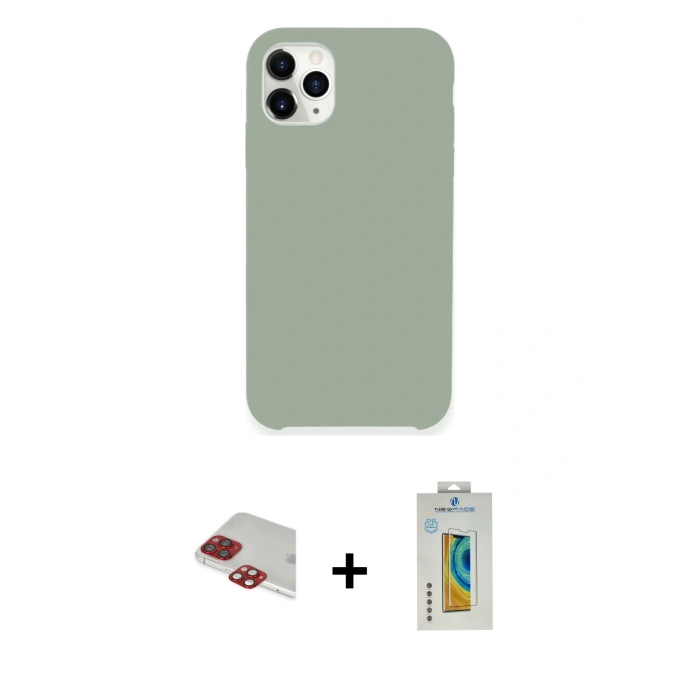MARSİLYAN™- iPhone 11 Pro Max Kılıf Zirve Modern Özel Seri - Siyah Polymer Nano Ekran Koruyucu + Pers Alüminyum Kamera Lens - KI