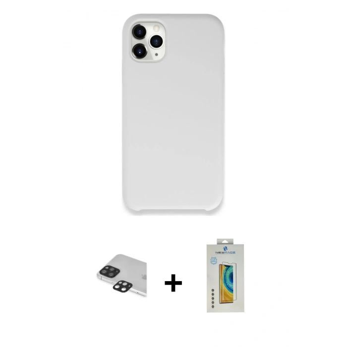 MARSİLYAN™- iPhone 11 Pro Max Kılıf Zirve Modern Özel Seri - Siyah Polymer Nano Ekran Koruyucu + Pers Alüminyum Kamera Lens - SH