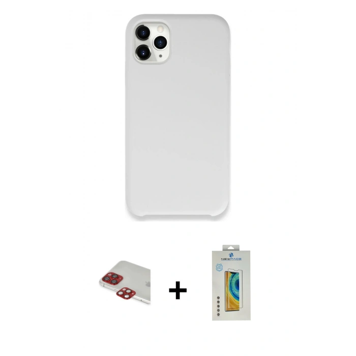 MARSİLYAN™- iPhone 11 Pro Max Kılıf Zirve Modern Özel Seri - Siyah Polymer Nano Ekran Koruyucu + Pers Alüminyum Kamera Lens - KI