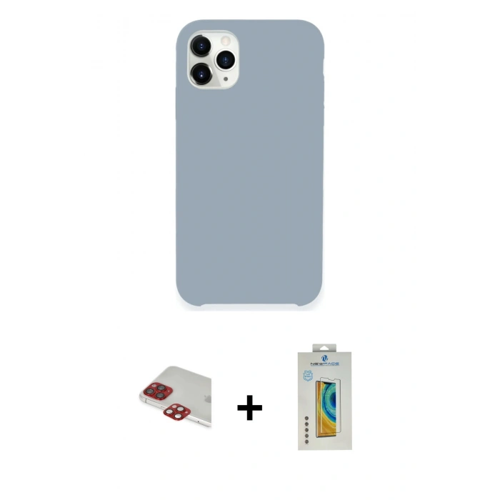 MARSİLYAN™- iPhone 11 Pro Max Kılıf Zirve Modern Özel Seri - Siyah Polymer Nano Ekran Koruyucu + Pers Alüminyum Kamera Lens - KI