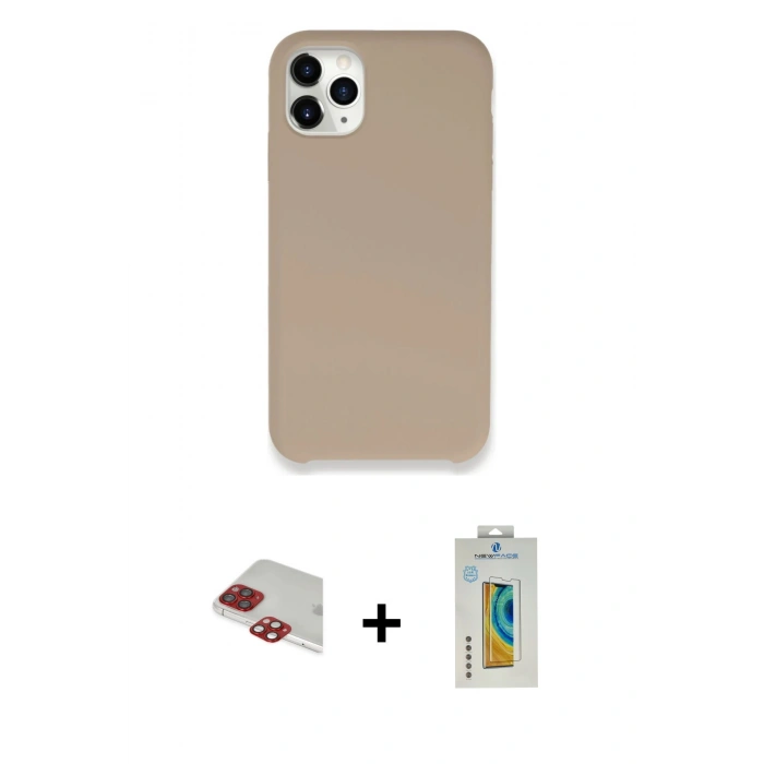 MARSİLYAN™- iPhone 11 Pro Max Kılıf Zirve Modern Özel Seri - Siyah Polymer Nano Ekran Koruyucu + Pers Alüminyum Kamera Lens - KI