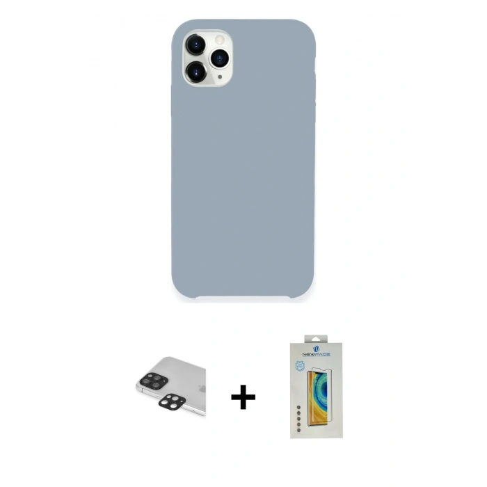 MARSİLYAN™- iPhone 11 Pro Max Kılıf Zirve Modern Özel Seri - Siyah Polymer Nano Ekran Koruyucu + Pers Alüminyum Kamera Lens - SH