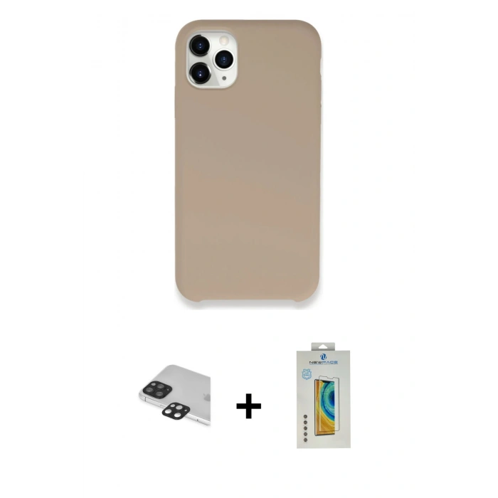 MARSİLYAN™- iPhone 11 Pro Max Kılıf Zirve Modern Özel Seri - Siyah Polymer Nano Ekran Koruyucu + Pers Alüminyum Kamera Lens - SH