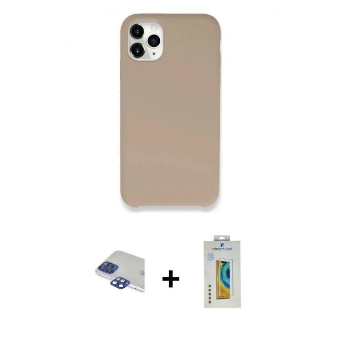 MARSİLYAN™- iPhone 11 Pro Max Kılıf Zirve Modern Özel Seri - Siyah Polymer Nano Ekran Koruyucu + Pers Alüminyum Kamera Lens - LT