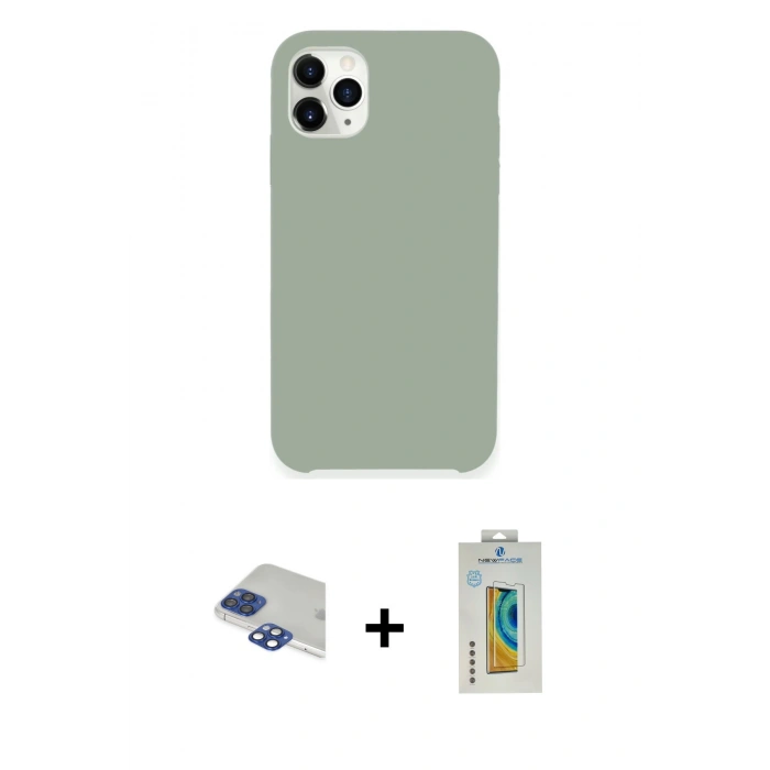MARSİLYAN™- iPhone 11 Pro Max Kılıf Zirve Modern Özel Seri - Siyah Polymer Nano Ekran Koruyucu + Pers Alüminyum Kamera Lens - LT