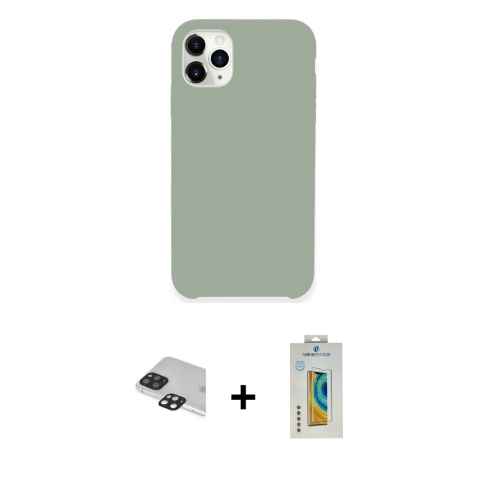 MARSİLYAN™- iPhone 11 Pro Max Kılıf Zirve Modern Özel Seri - Siyah Polymer Nano Ekran Koruyucu + Pers Alüminyum Kamera Lens - SH