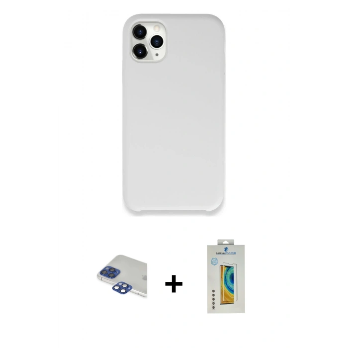 MARSİLYAN™- iPhone 11 Pro Max Kılıf Zirve Modern Özel Seri - Siyah Polymer Nano Ekran Koruyucu + Pers Alüminyum Kamera Lens - LT