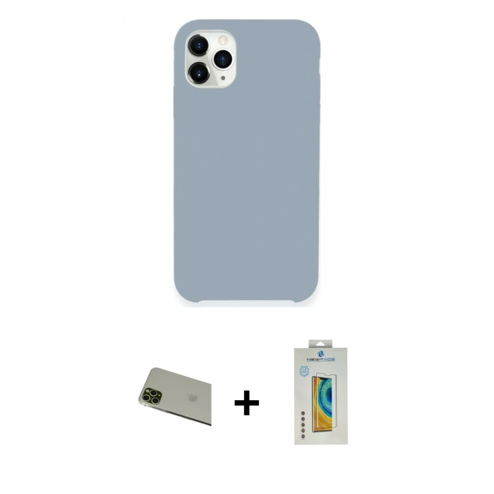 MARSİLYAN™- iPhone 11 Pro Max Kılıf Zirve Modern Özel Seri - Siyah Polymer Nano Ekran Koruyucu + Rainbow Kamera Lens Koruma Cam - YL