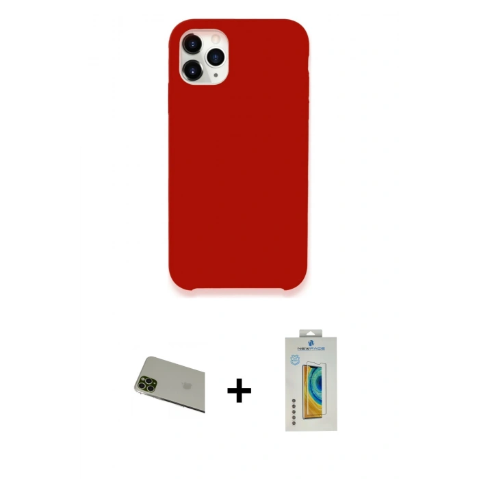 MARSİLYAN™- iPhone 11 Pro Max Kılıf Zirve Modern Özel Seri - Siyah Polymer Nano Ekran Koruyucu + Rainbow Kamera Lens Koruma Cam - YL