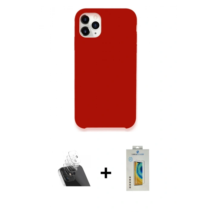 MARSİLYAN™- iPhone 11 Pro Max Kılıf Zirve Modern Özel Seri - Siyah Polymer Nano Ekran Koruyucu + Kamera Lens Koruma Cam - SF