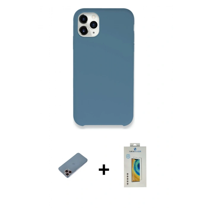 MARSİLYAN™- iPhone 11 Pro Max Kılıf Zirve Modern Özel Seri - Siyah Polymer Nano Ekran Koruyucu + Shine Kamera Lens Koruma Cam - PE