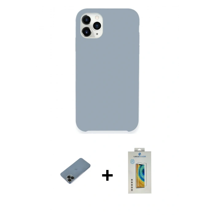 MARSİLYAN™- iPhone 11 Pro Max Kılıf Zirve Modern Özel Seri - Siyah Polymer Nano Ekran Koruyucu + Siyah Shine Kamera Lens Koruma Cam