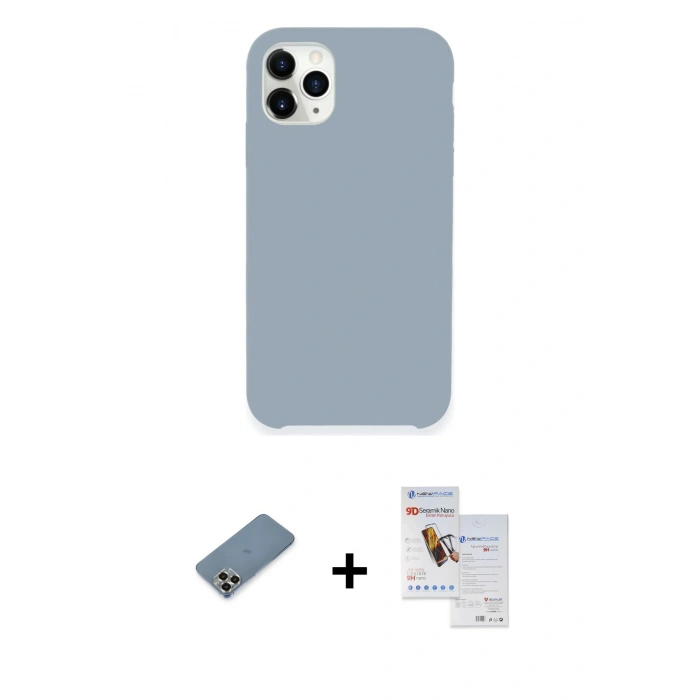 MARSİLYAN™- iPhone 11 Pro Max Kılıf Zirve Modern Özel Seri - Siyah Seramik Nano Ekran Koruyucu + Metal Kamera Lens Koruma Cam - GD