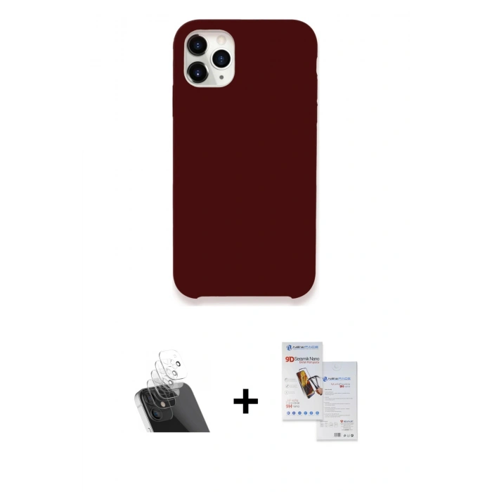 MARSİLYAN™- iPhone 11 Pro Max Kılıf Zirve Modern Özel Seri - Siyah Seramik Nano Ekran Koruyucu + Kamera Lens Koruma Cam - SF
