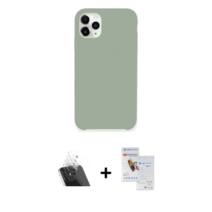 MARSİLYAN™- iPhone 11 Pro Max Kılıf Zirve Modern Özel Seri - Siyah Seramik Nano Ekran Koruyucu + Kamera Lens Koruma Cam - SF