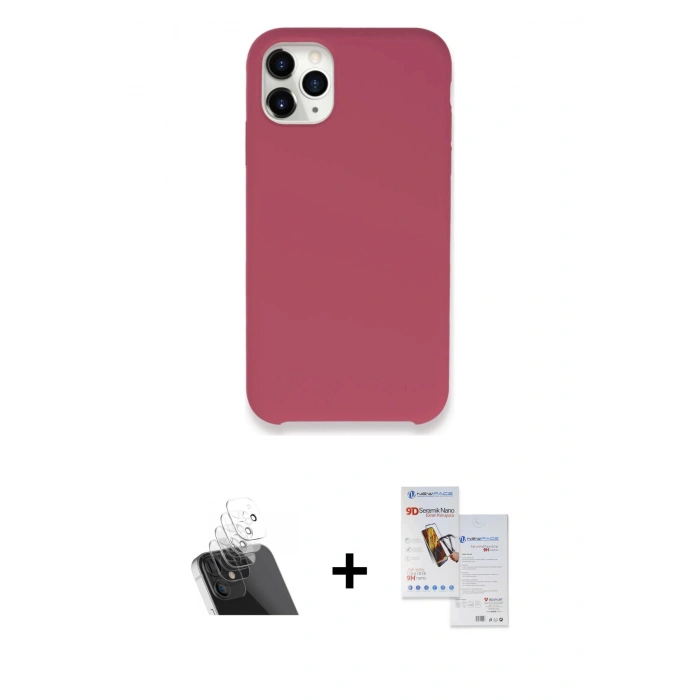 MARSİLYAN™- iPhone 11 Pro Max Kılıf Zirve Modern Özel Seri - Siyah Seramik Nano Ekran Koruyucu + Kamera Lens Koruma Cam - SF