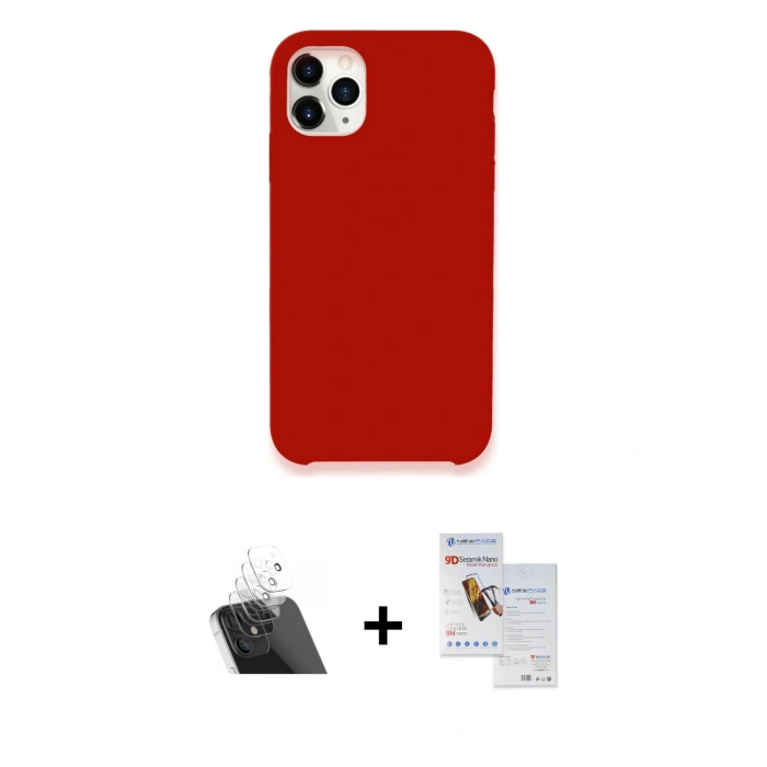 MARSİLYAN™- iPhone 11 Pro Max Kılıf Zirve Modern Özel Seri - Siyah Seramik Nano Ekran Koruyucu + Kamera Lens Koruma Cam - SF