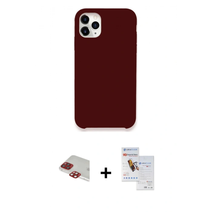 MARSİLYAN™- iPhone 11 Pro Max Kılıf Zirve Modern Özel Seri - Siyah Seramik Nano Ekran Koruyucu + Pers Alüminyum Kamera Lens - KI