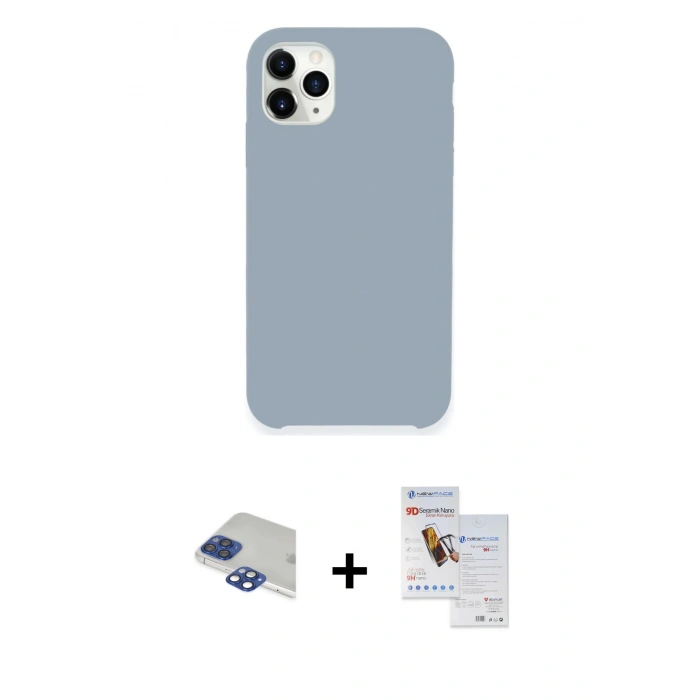MARSİLYAN™- iPhone 11 Pro Max Kılıf Zirve Modern Özel Seri - Siyah Seramik Nano Ekran Koruyucu + Pers Alüminyum Kamera Lens - LT