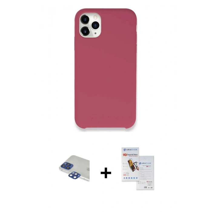 MARSİLYAN™- iPhone 11 Pro Max Kılıf Zirve Modern Özel Seri - Siyah Seramik Nano Ekran Koruyucu + Pers Alüminyum Kamera Lens - LT