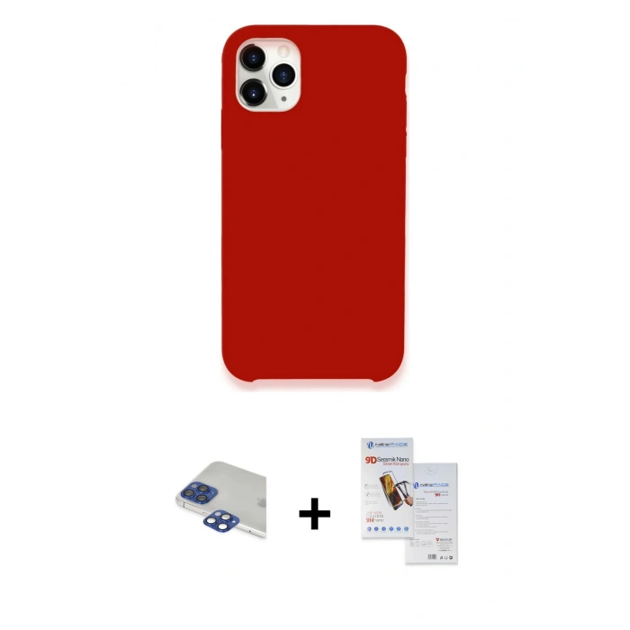 MARSİLYAN™- iPhone 11 Pro Max Kılıf Zirve Modern Özel Seri - Siyah Seramik Nano Ekran Koruyucu + Pers Alüminyum Kamera Lens - LT