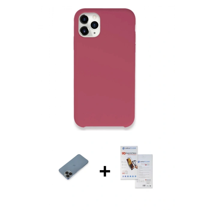 MARSİLYAN™- iPhone 11 Pro Max Kılıf Zirve Modern Özel Seri - Siyah Seramik Nano Ekran Koruyucu + Metal Kamera Lens Koruma Cam - SH