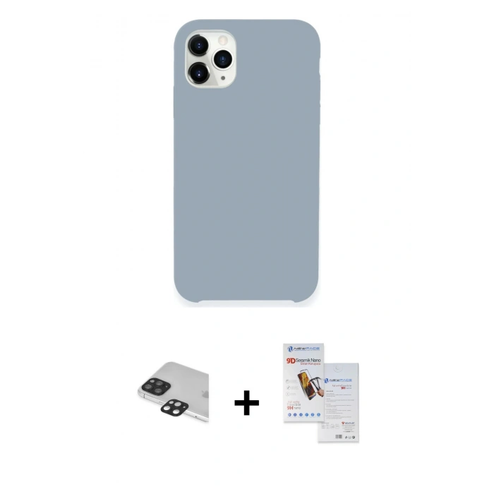 MARSİLYAN™- iPhone 11 Pro Max Kılıf Zirve Modern Özel Seri - Siyah Seramik Nano Ekran Koruyucu + Pers Alüminyum Kamera Lens - SH