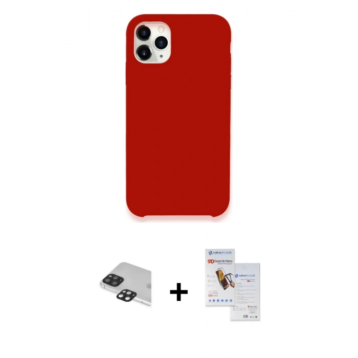 MARSİLYAN™- iPhone 11 Pro Max Kılıf Zirve Modern Özel Seri - Siyah Seramik Nano Ekran Koruyucu + Pers Alüminyum Kamera Lens - SH