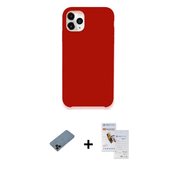 MARSİLYAN™- iPhone 11 Pro Max Kılıf Zirve Modern Özel Seri - Siyah Seramik Nano Ekran Koruyucu + Shine Kamera Lens Koruma Cam - SH