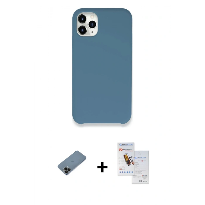 MARSİLYAN™- iPhone 11 Pro Max Kılıf Zirve Modern Özel Seri - Siyah Seramik Nano Ekran Koruyucu + Shine Kamera Lens Koruma Cam - SH