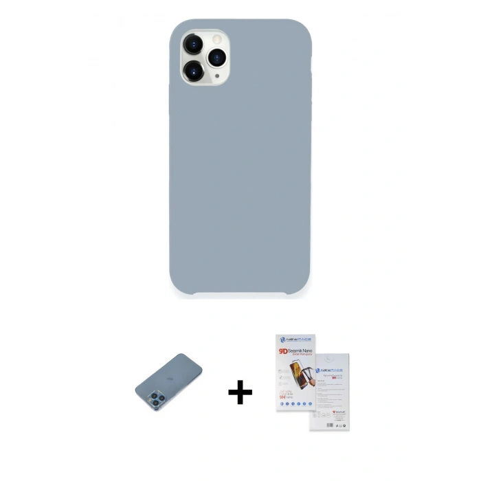 MARSİLYAN™- iPhone 11 Pro Max Kılıf Zirve Modern Özel Seri - Siyah Seramik Nano Ekran Koruyucu + Shine Kamera Lens Koruma Cam - MI
