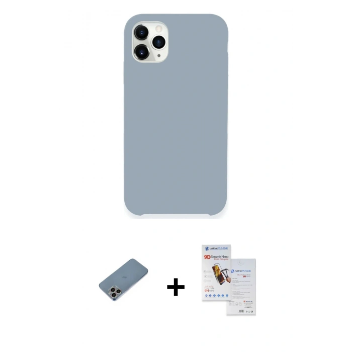 MARSİLYAN™- iPhone 11 Pro Max Kılıf Zirve Modern Özel Seri - Siyah Seramik Nano Ekran Koruyucu + Shine Kamera Lens Koruma Cam - GI