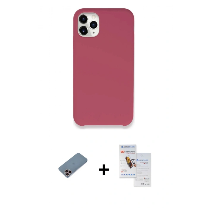 MARSİLYAN™- iPhone 11 Pro Max Kılıf Zirve Modern Özel Seri - Siyah Seramik Nano Ekran Koruyucu + Shine Kamera Lens Koruma Cam - PE