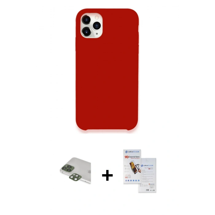 MARSİLYAN™- iPhone 11 Pro Max Kılıf Zirve Modern Özel Seri - Siyah Seramik Nano Ekran Koruyucu + Pers Alüminyum Kamera Lens - YL