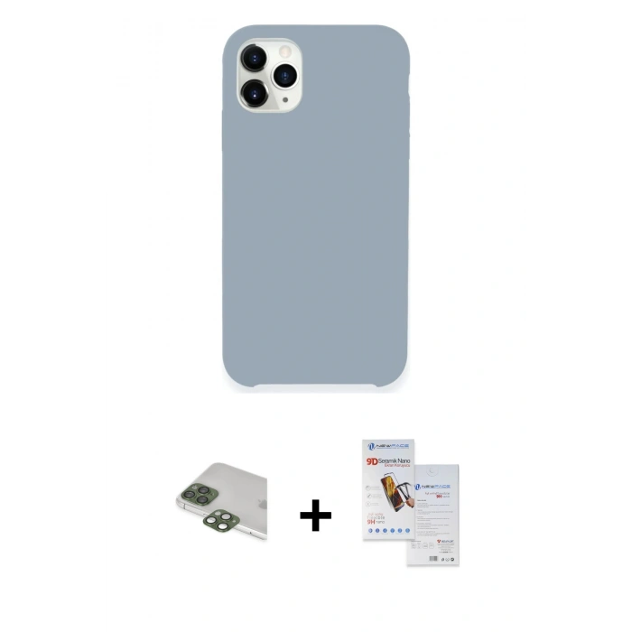 MARSİLYAN™- iPhone 11 Pro Max Kılıf Zirve Modern Özel Seri - Siyah Seramik Nano Ekran Koruyucu + Pers Alüminyum Kamera Lens - YL