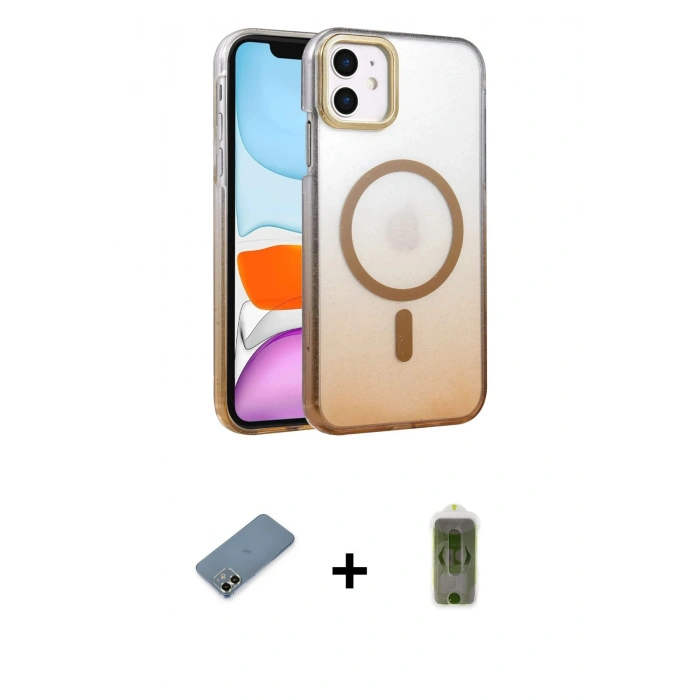 MARSİLYAN™- iPhone 12 Kılıf Ahenk Doku Özel Seri - Siyah Joko Magic 5D Hayalet Cam + Metal Kamera Lens Koruma Cam - AKYL