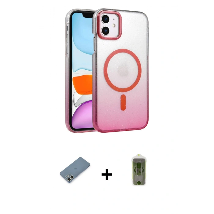 MARSİLYAN™- iPhone 12 Kılıf Ahenk Doku Özel Seri - Siyah Joko Magic 5D Hayalet Cam + Metal Kamera Lens Koruma Cam - AKYL