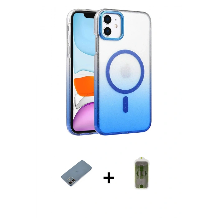 MARSİLYAN™- iPhone 12 Kılıf Ahenk Doku Özel Seri - Siyah Joko Magic 5D Hayalet Cam + Shine Kamera Lens Koruma Cam - GI