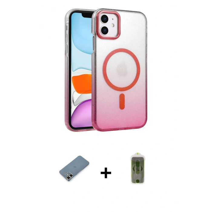 MARSİLYAN™- iPhone 12 Kılıf Ahenk Doku Özel Seri - Siyah Joko Magic 5D Hayalet Cam + Metal Kamera Lens Koruma Cam - GD