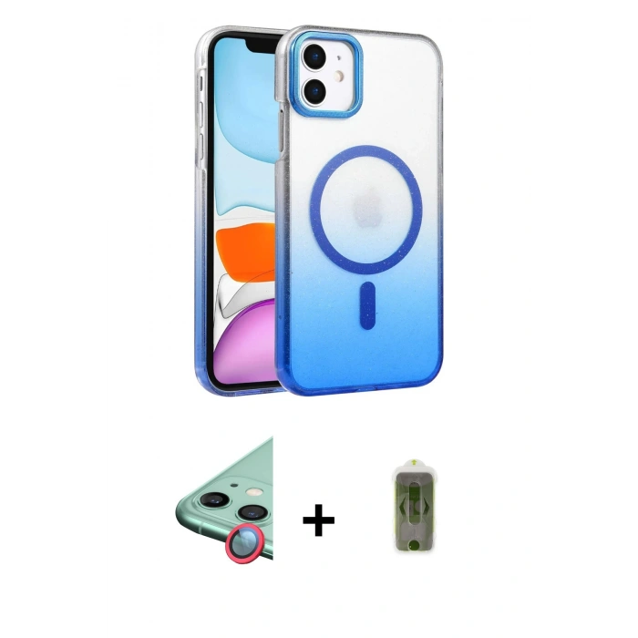 MARSİLYAN™- iPhone 12 Kılıf Ahenk Doku Özel Seri - Siyah Joko Magic 5D Hayalet Cam + Raze Metal Kamera Lens - KI
