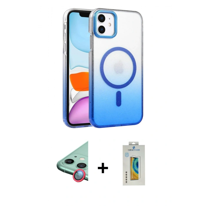 MARSİLYAN™- iPhone 12 Kılıf Ahenk Doku Özel Seri - Siyah Polymer Nano Ekran Koruyucu + Raze Metal Kamera Lens - KI