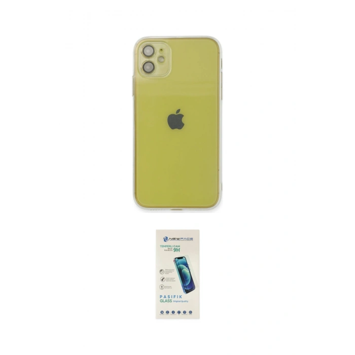MARSİLYAN™- iPhone 12 Kılıf Ahenk Doku - Şeffaf Pasifik Cam Ekran Koruyucu