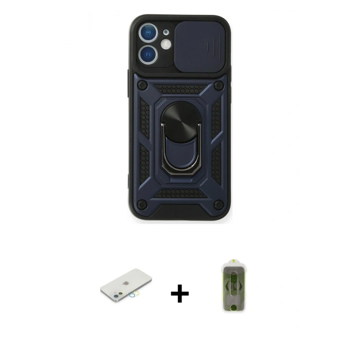 MARSİLYAN™- iPhone 12 Kılıf Ahenk Klasik - Siyah Joko Magic 5D Hayalet Cam + Renkli Kamera Lens Koruma Cam - SI