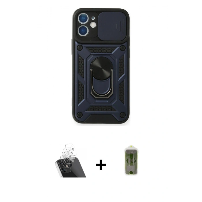 MARSİLYAN™- iPhone 12 Kılıf Ahenk Klasik - Siyah Joko Magic 5D Hayalet Cam + Kamera Lens Koruma Cam - SF