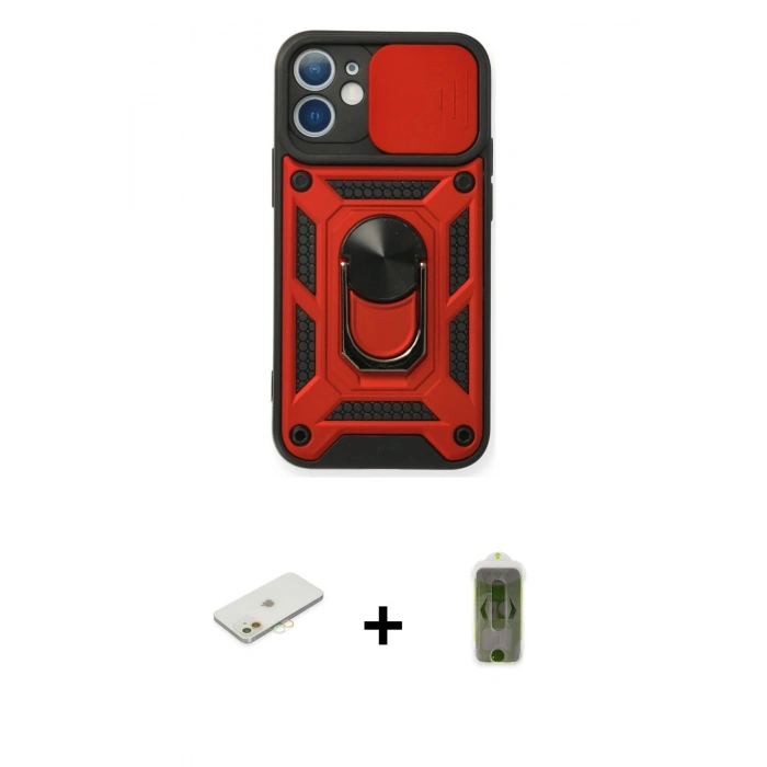 MARSİLYAN™- iPhone 12 Kılıf Ahenk Klasik - Siyah Joko Magic 5D Hayalet Cam + Renkli Kamera Lens Koruma Cam - TU