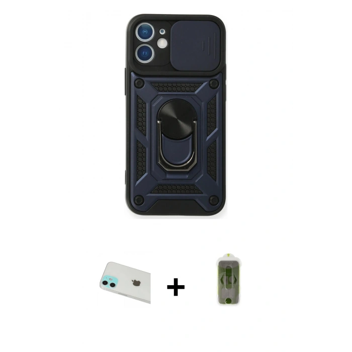 MARSİLYAN™- iPhone 12 Kılıf Ahenk Klasik - Siyah Joko Magic 5D Hayalet Cam + Rainbow Kamera Lens Koruma Cam - YL