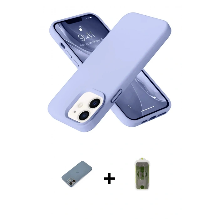 MARSİLYAN™- iPhone 12 Kılıf Ahenk Serisi - Siyah Joko Magic 5D Hayalet Cam + Shine Kamera Lens Koruma Cam - GI