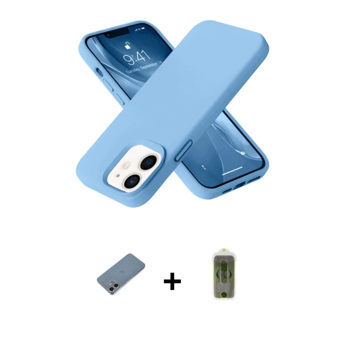 MARSİLYAN™- iPhone 12 Kılıf Ahenk Serisi - Siyah Joko Magic 5D Hayalet Cam + Shine Kamera Lens Koruma Cam - GI
