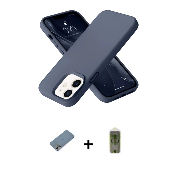 MARSİLYAN™- iPhone 12 Kılıf Ahenk Serisi - Siyah Joko Magic 5D Hayalet Cam + Shine Kamera Lens Koruma Cam - GI