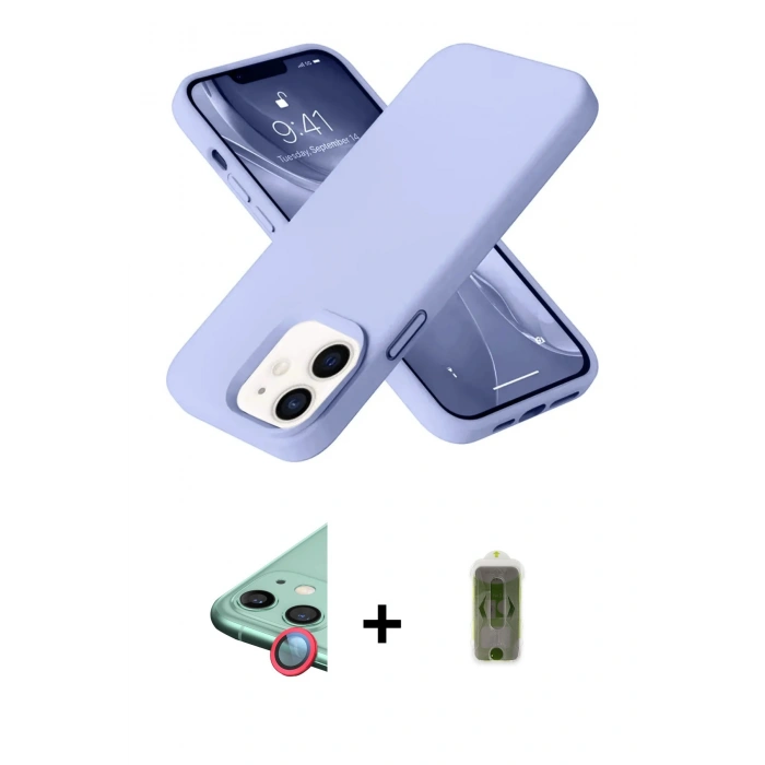 MARSİLYAN™- iPhone 12 Kılıf Ahenk Serisi - Siyah Joko Magic 5D Hayalet Cam + Raze Metal Kamera Lens - KI